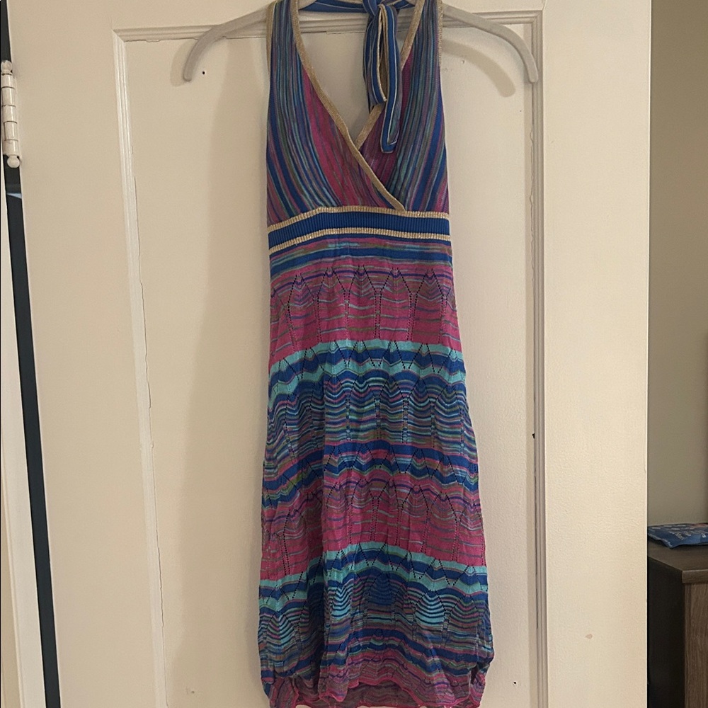 Guess Multi-Color Halter Maxi Dress